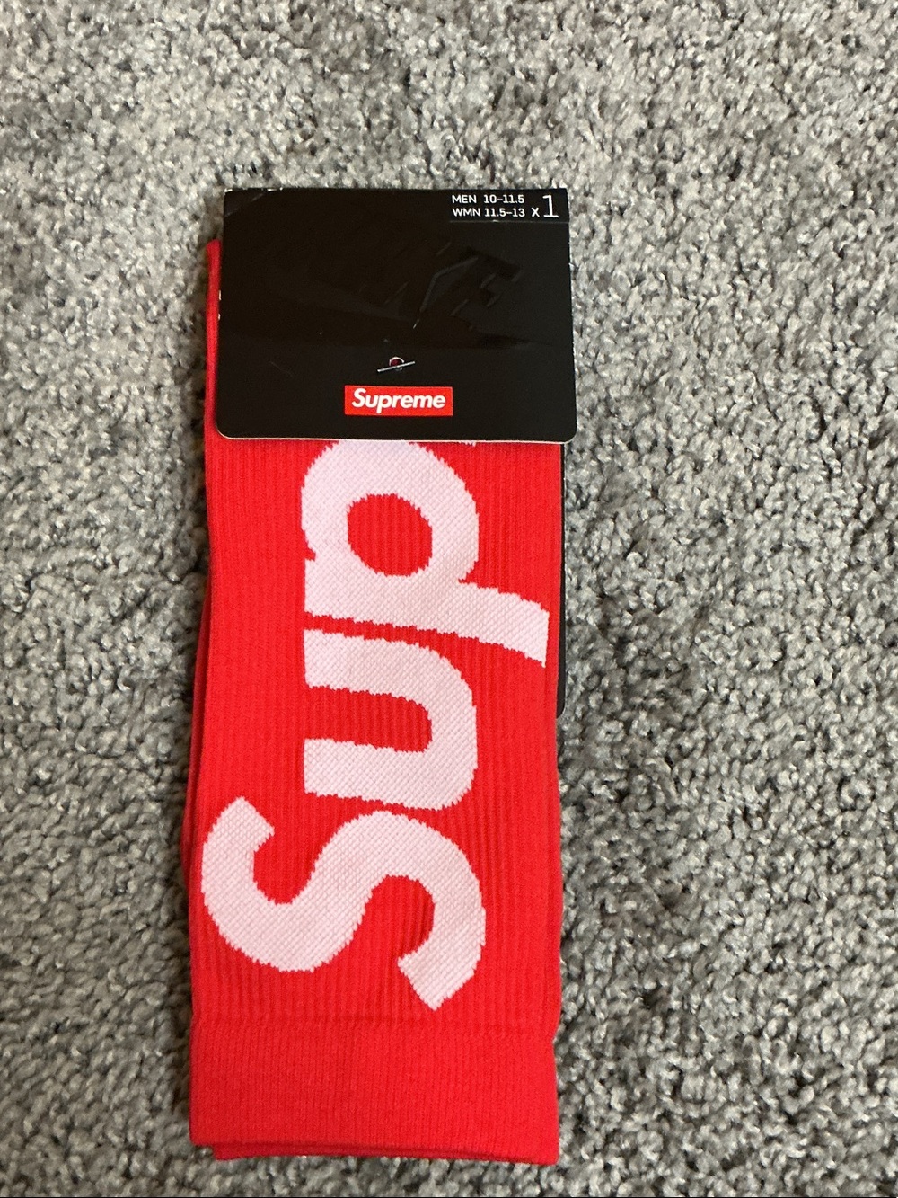 NikexSupreme Red Crew Socks with White Logo